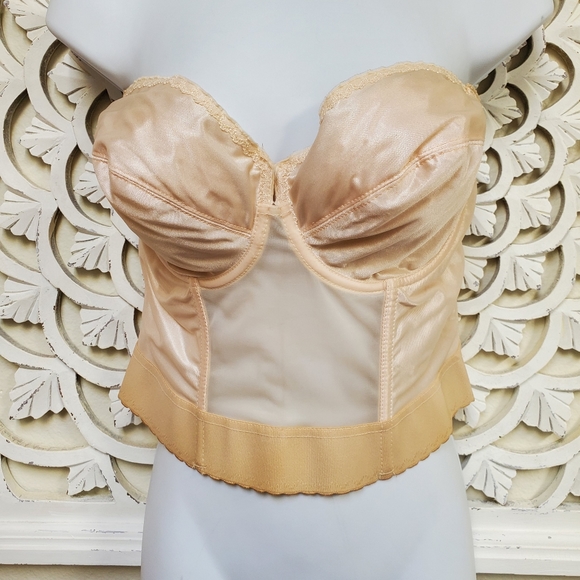 Vintage Cabernet Boustier Corset Boning Underwire Bra 38D Peach Pinup 🍑 - Picture 1 of 13